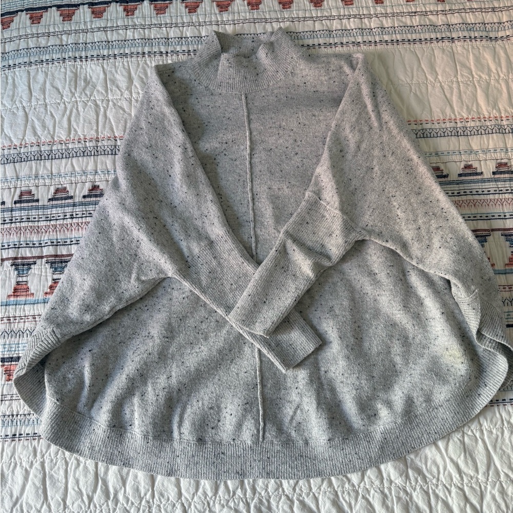 LOFT Light Gray Cowl Neck Poncho Sweater